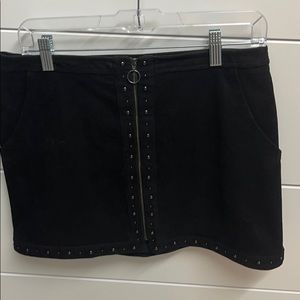 Mini black suede skirt